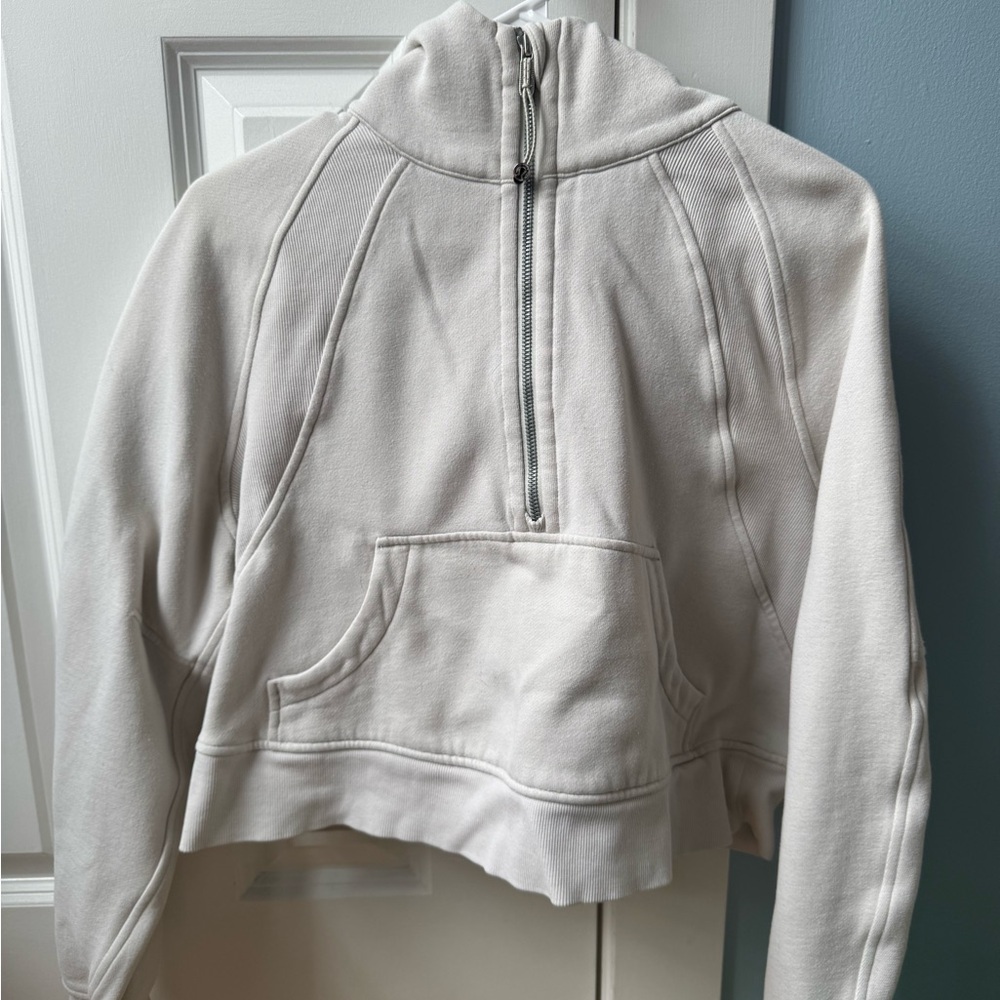 Lululemon Cropped Scuba Cream Half-Zip Hoodie